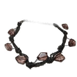 Pink/Mauve Multi-Strand Acrylic Bead Statement Necklace